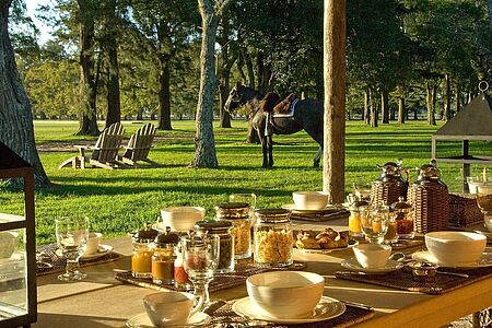 San Antonio de Areco & Ranch La Bamba In San Antonio de Areco lernen Sie die Draghis kennen – eine Familie mit langer Tradition im Bereich Silber. Sie werden von einem Mitglied durch ihr Museum geführt und blicken den Silberschmieden auf die Finger. Auf der Ranch La Bamba erwarten Sie anschließend ein argentinisches Asado, Pferde, Kutschen, ein Pool und eine Teestunde zum Finale.