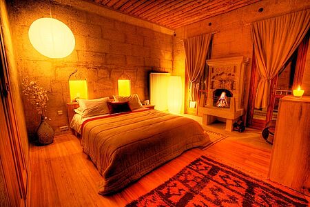 Stone Rooms (ca. 15 - 24 qm) Ein eigener Kamin und ein toller Blick in die reizvolle Felsenlandschaft sind neben dem eigenen Bad die Vorzüge der »Steinzimmer«.