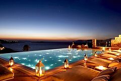 Pool by Night Mykonos Bill & Coo Suites and Lounge