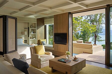 Ocean View Pool Pavilion (ca. 130 qm) Mit herrlichem Blick auf die schillernde Andamanensee verbringen Sie Ihre Urlaubszeit in den 130 Quadratmeter großen Pavillons. Infinity Pool, hochwertige Ruhemöglichkeiten und vieles mehr gehören mit zu den Annehmlichkeiten.