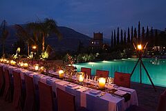 Dining by the Pool Kasbah Tamadot