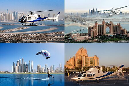 Dubai aus der Vogelperspektive Es ist ein einmaliges Erlebnis, Dubai aus der Vogelperspektive zu sehen: Die Palmen, La Mer, Dubai Mall mit dem Burj Khalifa und die eindrucksvolle Skyline. Je nach Erlebnis starten Sie vom Dubai Creek oder direkt vom Skydive Dubai.