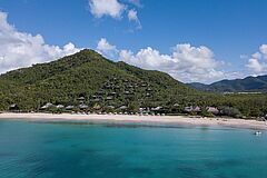 Beach from the sea Hermitage Bay