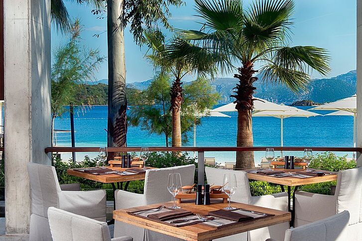 Türkei Halbinsel Datca D Maris Bay Terrassentische Terrassentische Türkei Halbinsel Datca D Maris Bay