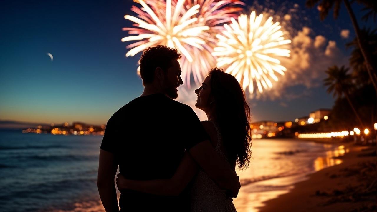 Paar Strand Silvester